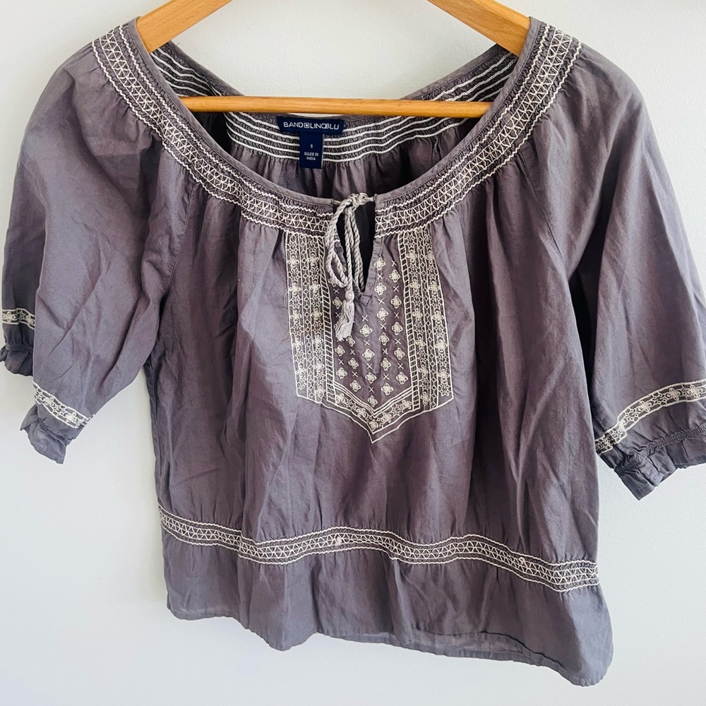 Small  boho grey embroidered shirt BANDOLINOBLU